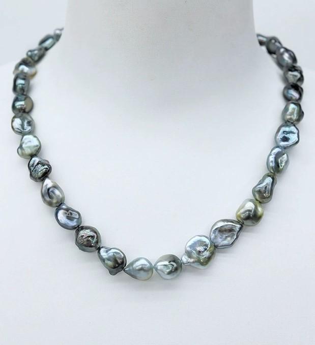 Grey Large Keshi Pearl Necklace